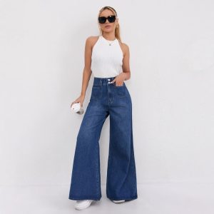 High-waisted Floor-length Flared Pants