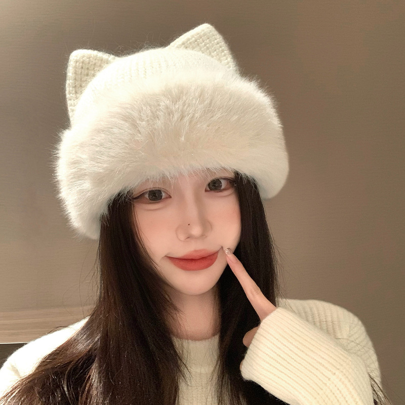 Cute Cat-Ear Knitted Wool Hat For Women In Winter - Image 4