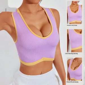 Womens Sports Tank Top Sleek Back Design Yoga Straps And Shock-absorbing Support