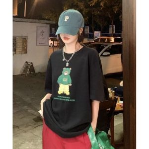 Womens Crew-neck Printed Short-sleeve Top