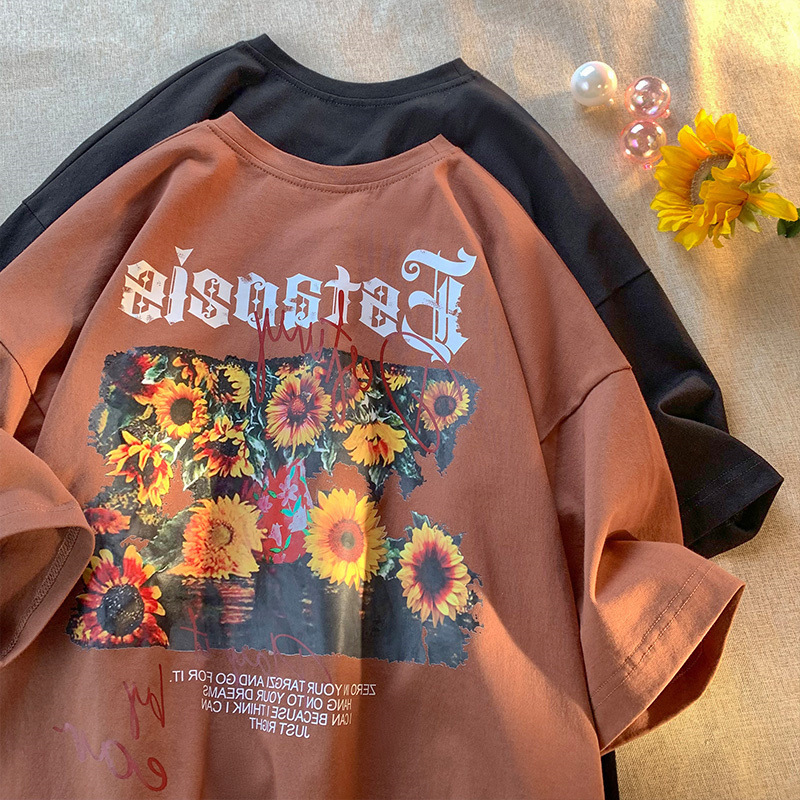 Womens Relaxed-fit Retro Casual Short-sleeve Top - Image 2