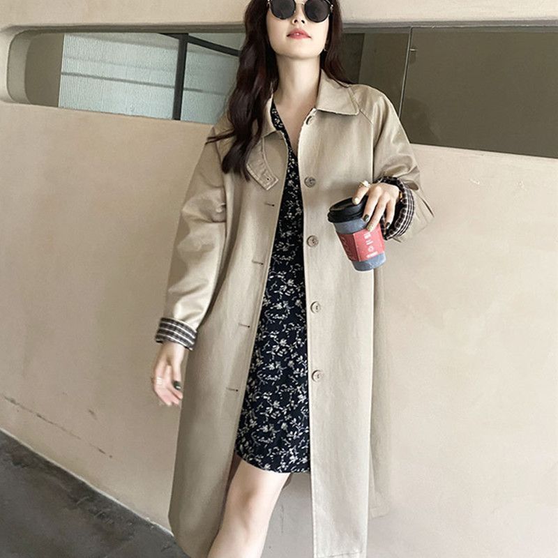 Plaid Patchwork Loose And Versatile Drape Coat - الصورة 4