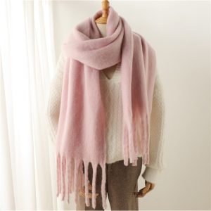 Versatile Winter Thermal Scarf With Extended Tassels