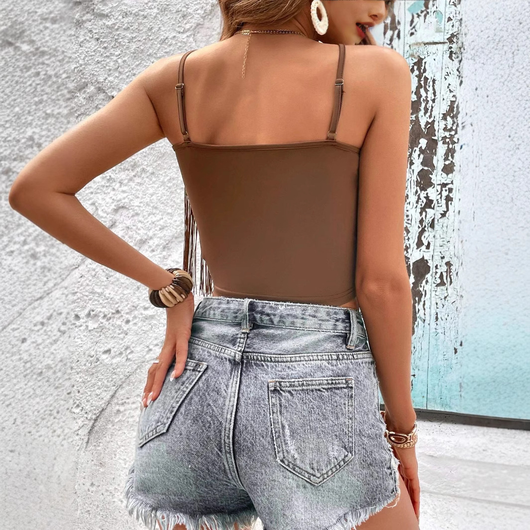 Womens Tassel Strap Jumpsuit Vest - الصورة 2