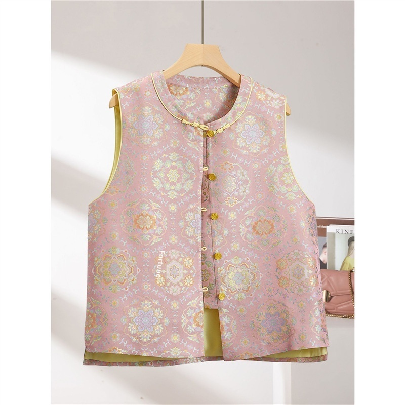 Spring Chinese-style Waistcoat With Brocade Peony Blossom Design - Image 5