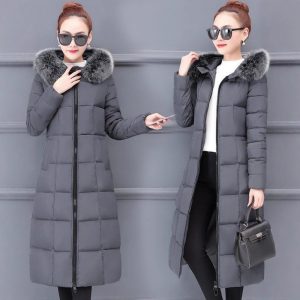 Korean-style Extended Over-the-knee Down Cotton Coat