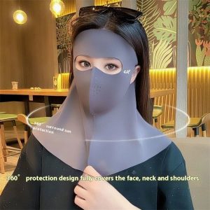 Summer Ice Silk Full Face Seamless Neck And Forehead Integrated Sun Mask