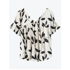 Womens Crew-neck Short-sleeve Floral-print Top