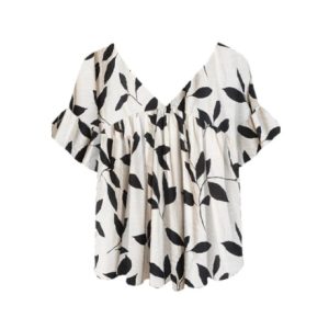 Womens Crew-neck Short-sleeve Floral-print Top