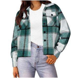 Stylish Slim-fit Sophisticated Plaid Coat For Women