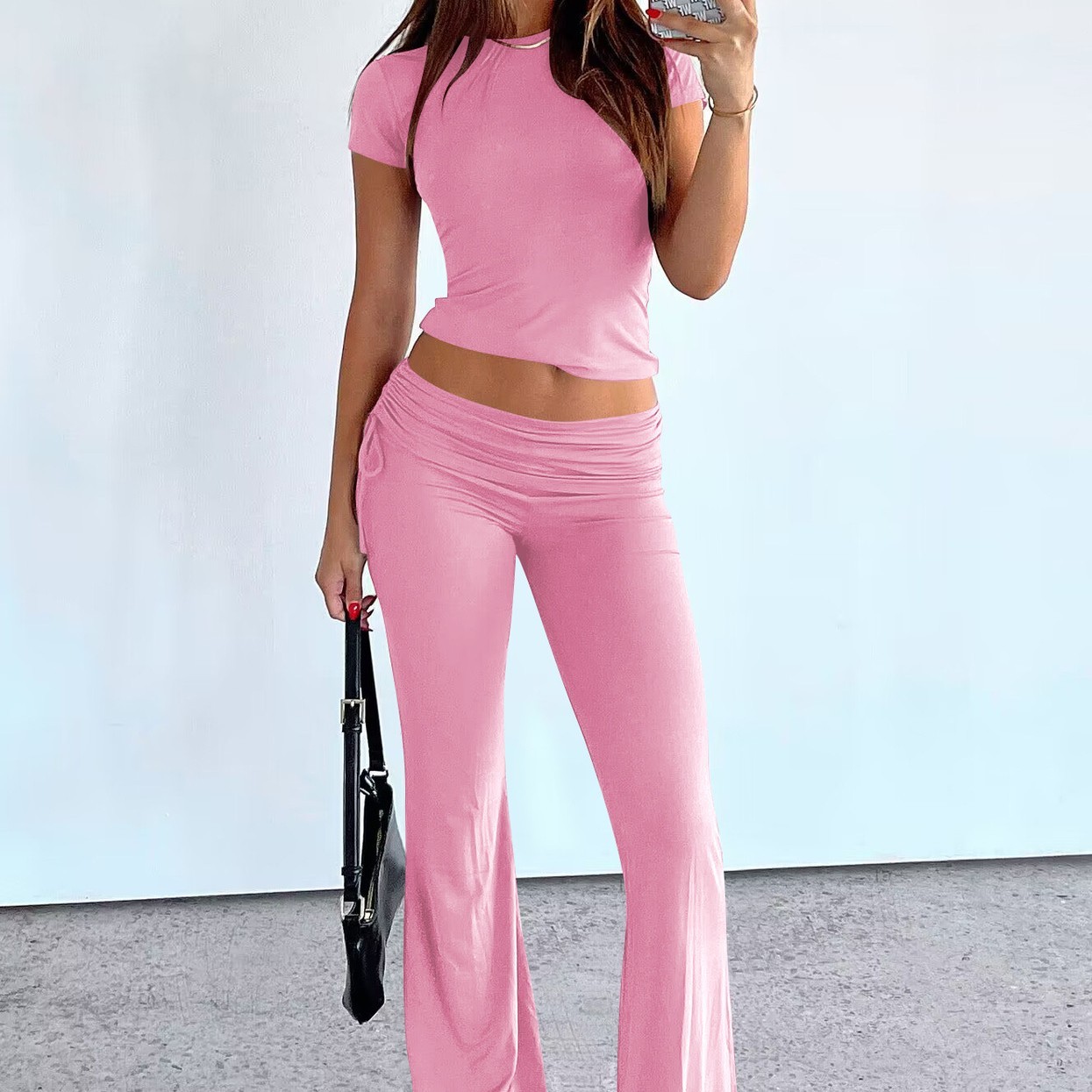 Stylish 2-piece Set Featuring A Waist-cinching Drawstring