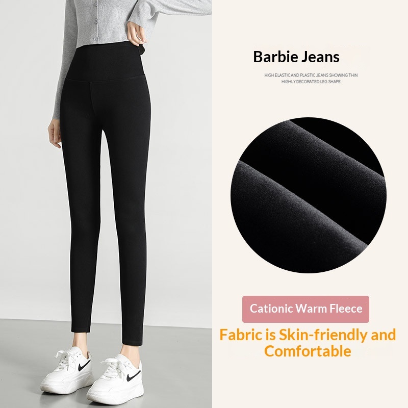 Womens High-waisted Denim Jeans With Fleece Lining For Fallwinter Wear - الصورة 9