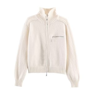 Double Zipper Design For Knitted Sweater Jacket