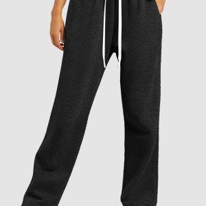 Women's Fleece-Lined Casual Straight-Leg Sports Sweatpants For Fall And Winter