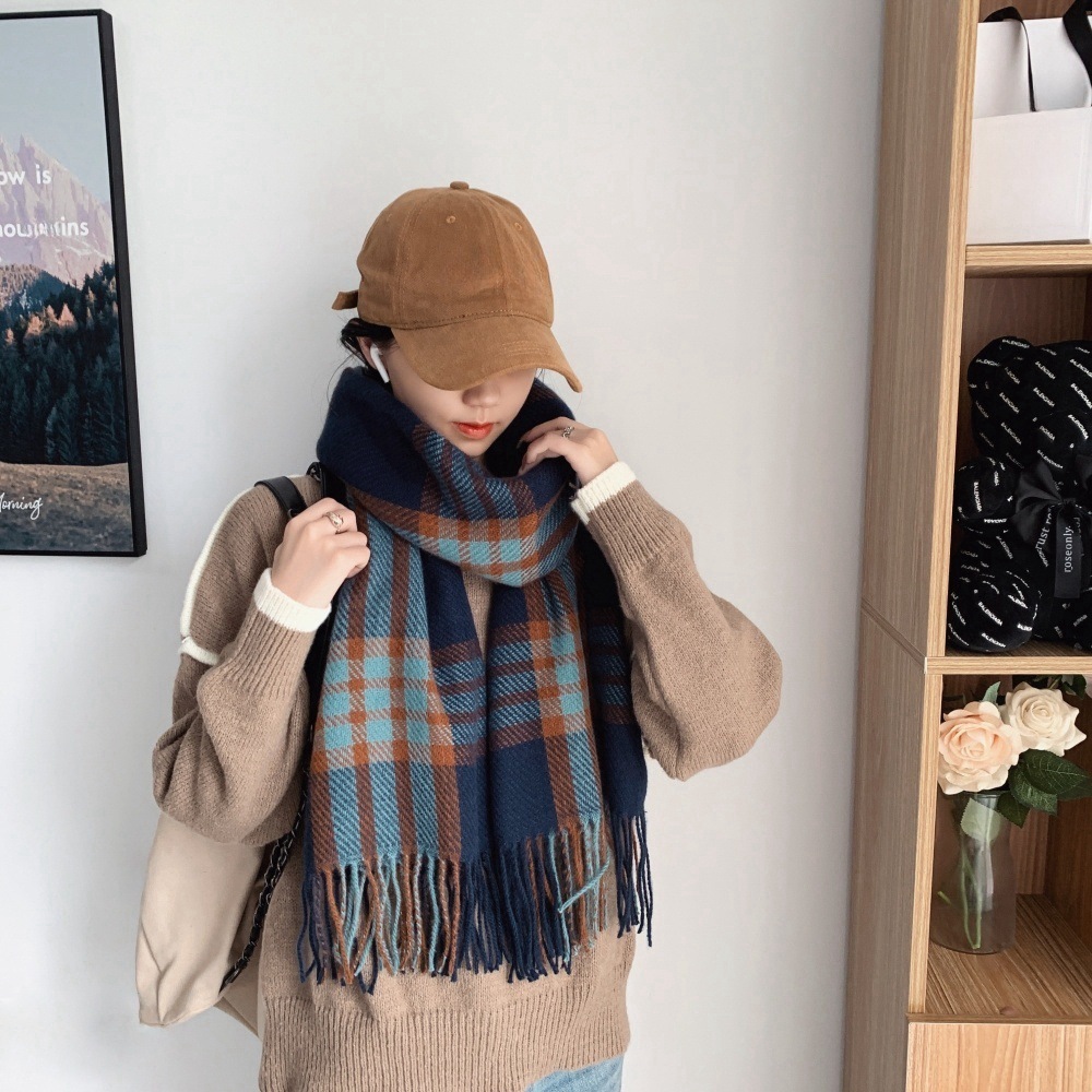 Womens Plaid Thickened Warm Neck WarmerScarf - الصورة 4