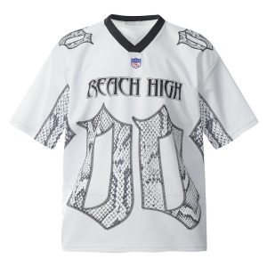 Snake Scale Design Mesh Jersey Short Sleeve T-shirt Loose