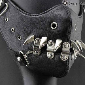 Skull Riding Leather Black Half Face Mask