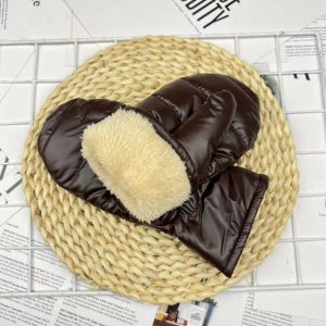 Thickened Womens Down And Cotton Thermal Gloves