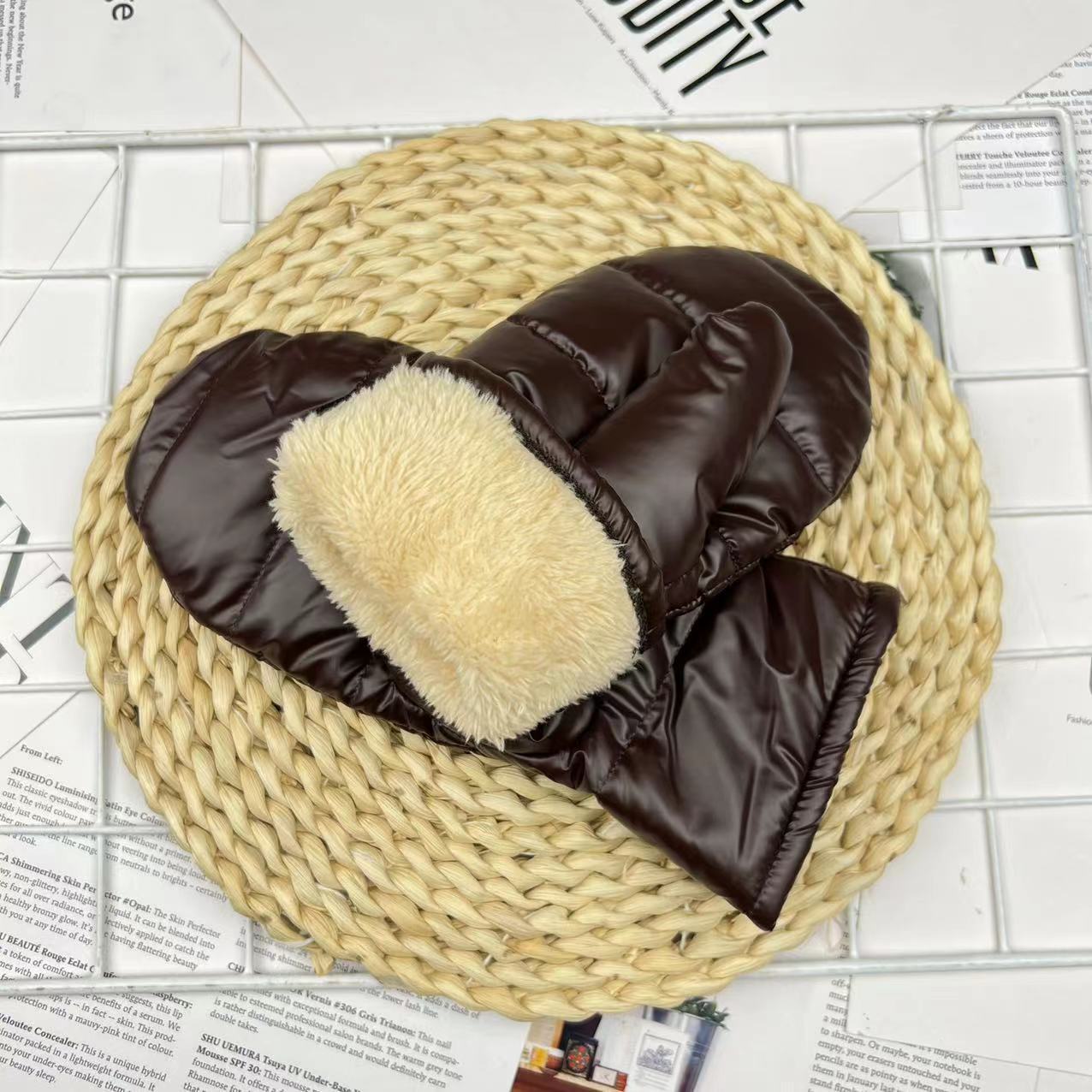 Thickened Womens Down And Cotton Thermal Gloves - الصورة 4