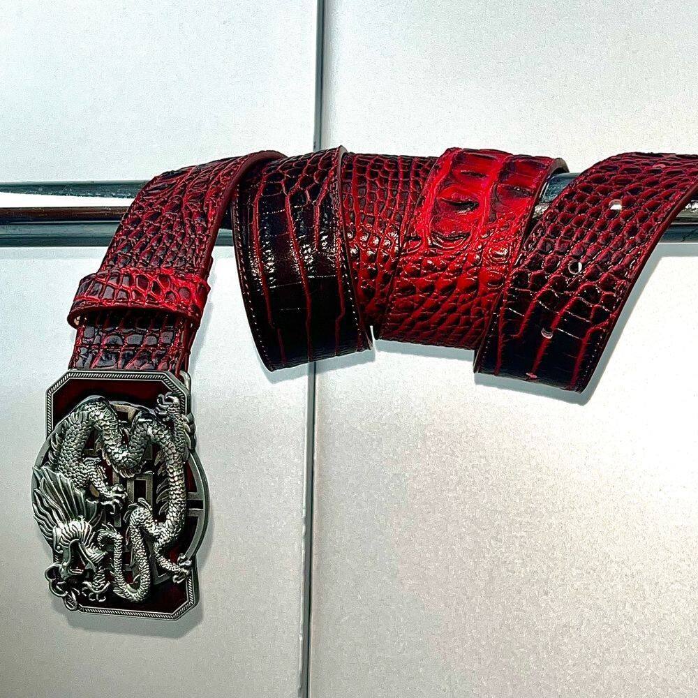 Dragon Year Black And Red Coiled Dragon Subculture Belt - الصورة 2