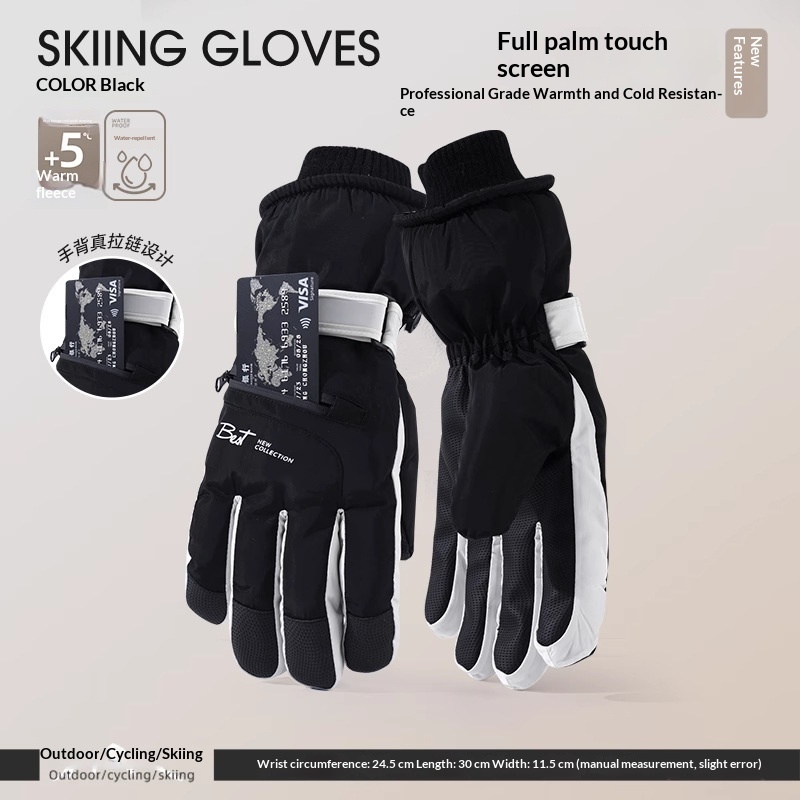 Womens Fleece-Lined Cold-Weather Five-Finger Cycling Gloves - Image 8