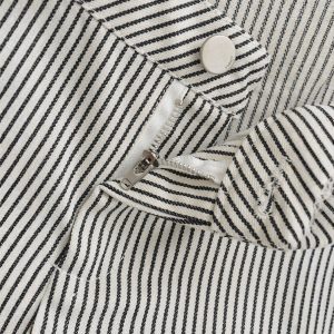 Womens Black And White Striped A-Line Casual Denim Shorts