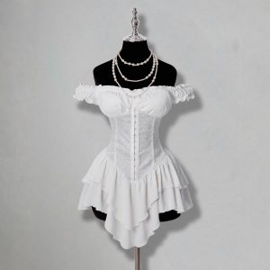 Jacquard Patchwork Ruffled Lotus Leaf Dress