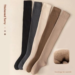 Womens Winter Fleece-lined Extra-thick Over-the-knee Thermal Socks
