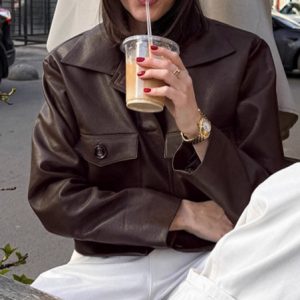 New Loose Slimming Locomotive Style Fashion Leather Coat