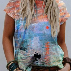 Women's Loose And Casual Fashion Fresh Print T-shirt