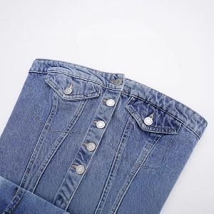 Womens Stylish Denim Tube Top