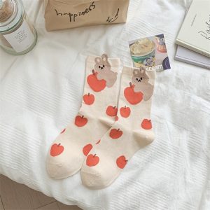 Polka-dot Color-blocked Boneless Cotton Socks