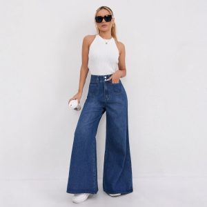 High-waisted Floor-length Flared Pants