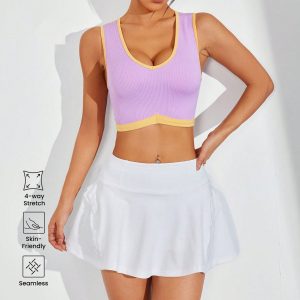 Womens Sports Tank Top Sleek Back Design Yoga Straps And Shock-absorbing Support