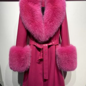 Slim-fit Leather Sheepskin Fox Fur Coat