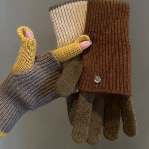 Dual-Use Colorblock Knitted Wool Gloves In The Maillard Style