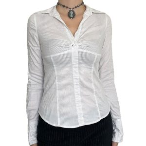 Y2K Edgy Chic Solid-color Long-sleeve Mini Shirt For Women