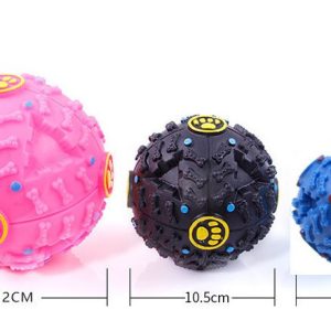 Pet Dog Treat Trainning Chew Sound Food Dispenser Toy Squeaky Giggle Ball