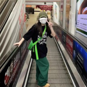 Womens Loose-fitting Short-sleeve T-shirt Top