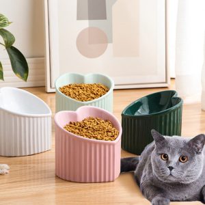 Pet Ceramic Bowl With Inclined Mouth Practical Durable Daily Indoor Pet Products