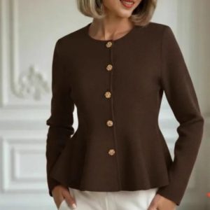 Womens Short-skirt Hemline Stockinette Sweater