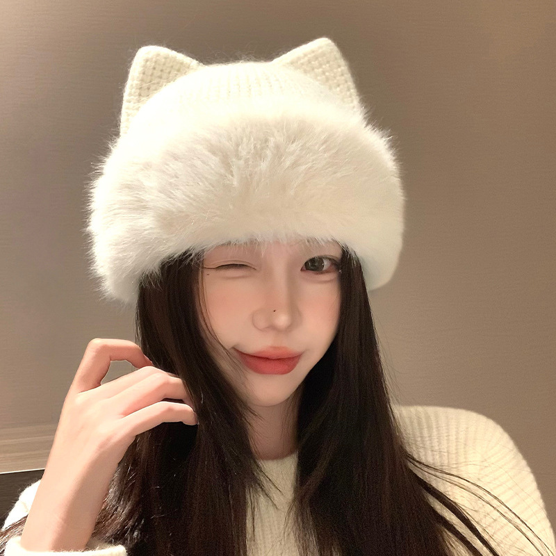 Cute Cat-Ear Knitted Wool Hat For Women In Winter - Image 3