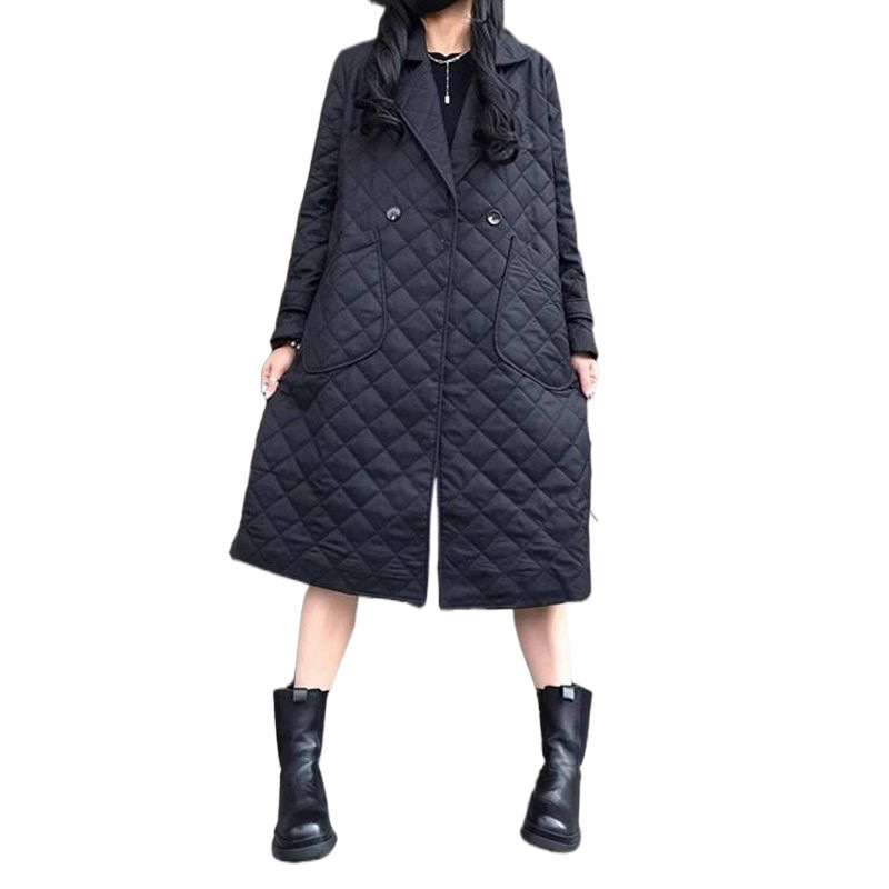 New Padded Quilted Diamond-pattern Cotton Coat - الصورة 5