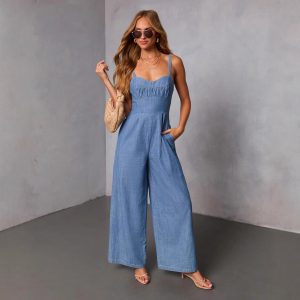 Solid-color Casual Workwear Jumpsuit For Women