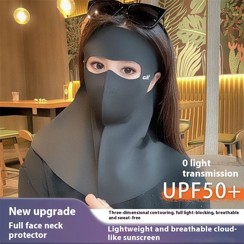 Summer Ice Silk Full Face Seamless Neck And Forehead Integrated Sun Mask - الصورة 3