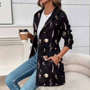 Womens Retro Floral Jacket For FallWinter In Europe And America