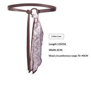 Scarf Belt Accessories For Wome Silk Ribbon Waist Chain Leather