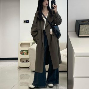 Korean Style Mid-length Trench Coat