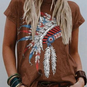 Women's Loose And Casual Fashion Fresh Print T-shirt