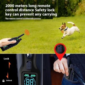 Color Screen Dog Trainer Super Long Remote Control Waterproof Dual Power Display Electric Shock Collar
